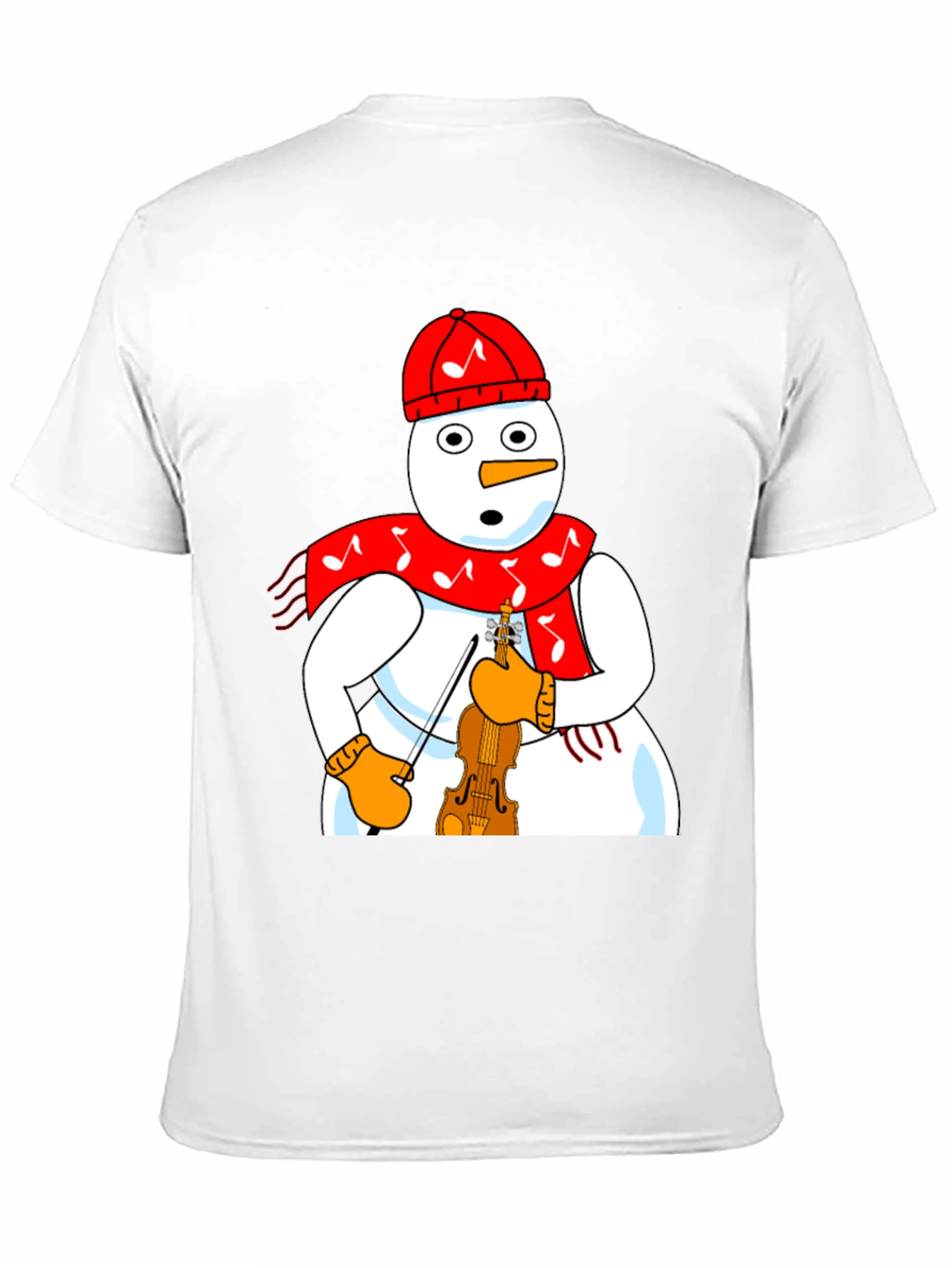 Snowman Violinist Graphic Tee - Festive Holiday Apparel