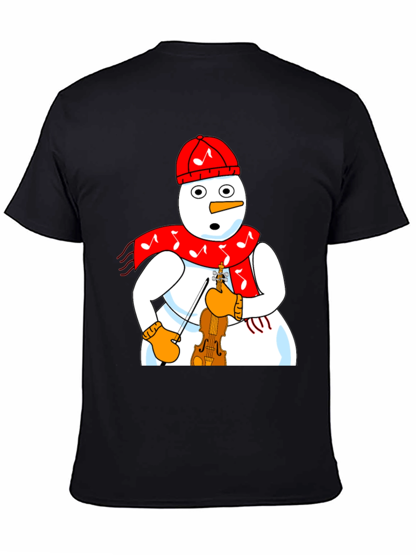 Snowman Violinist Graphic Tee - Festive Holiday Apparel