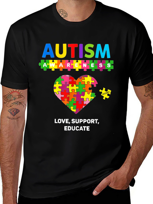 Autism Awareness Puzzle Heart Graphic T-Shirt