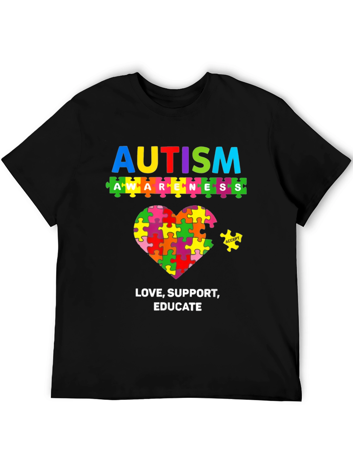 Autism Awareness Puzzle Heart Graphic T-Shirt