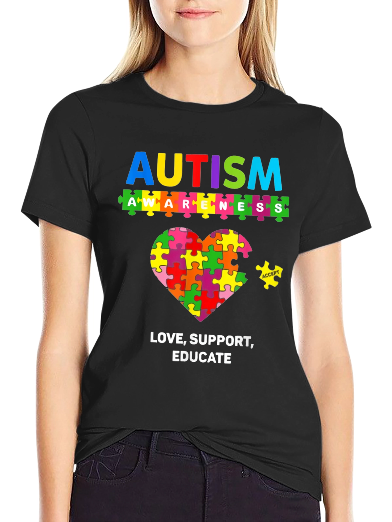 Autism Awareness Puzzle Heart Graphic T-Shirt