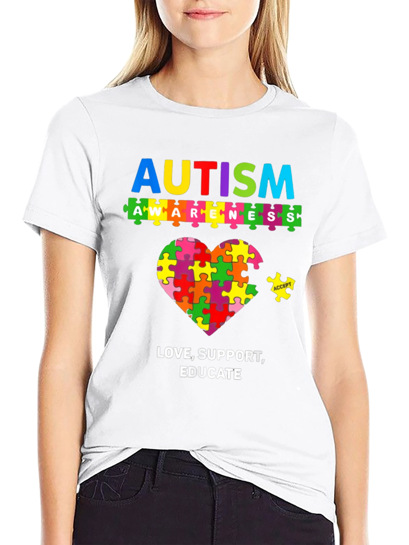 Autism Awareness Puzzle Heart Graphic T-Shirt