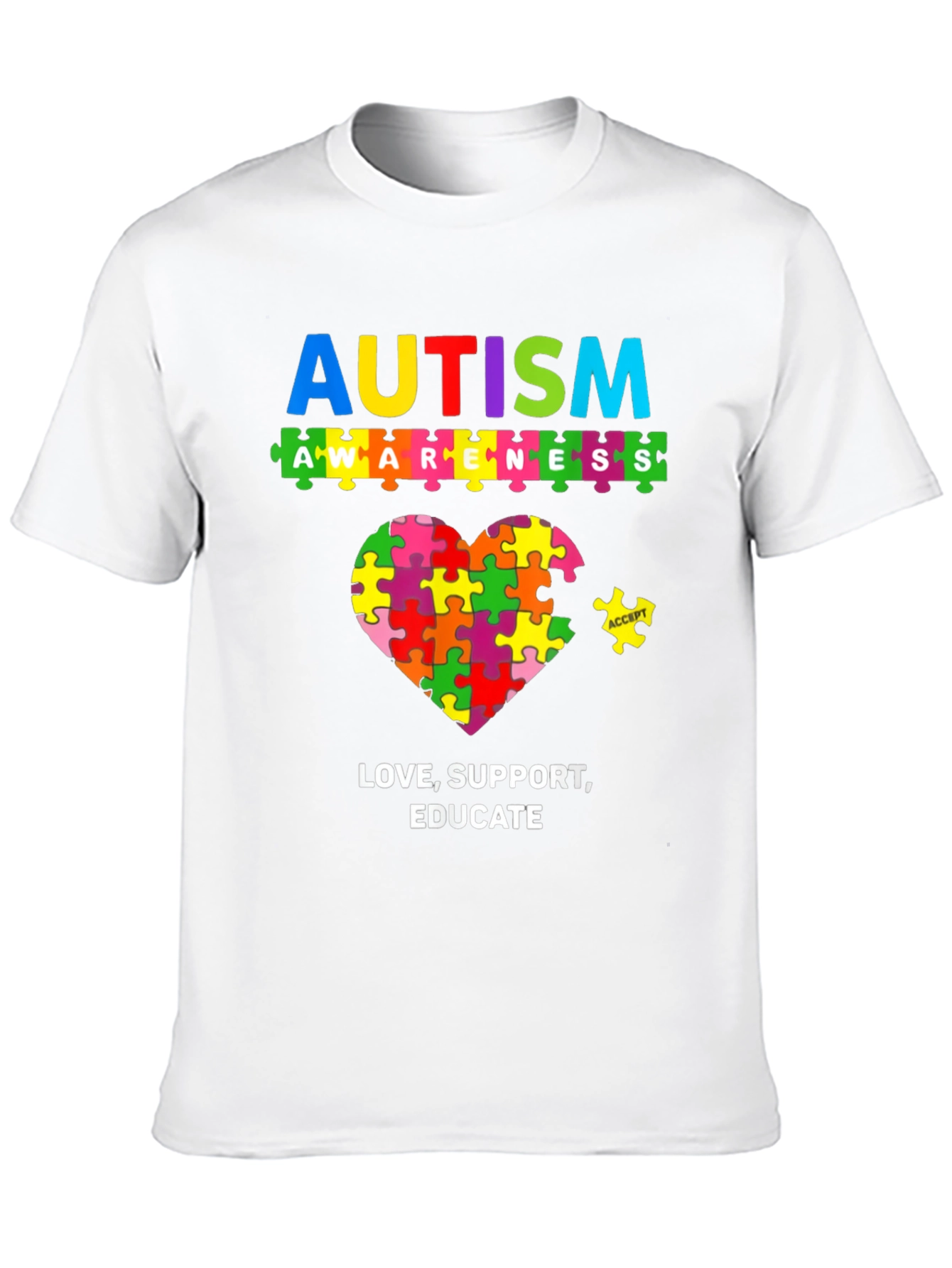 Autism Awareness Puzzle Heart Graphic T-Shirt