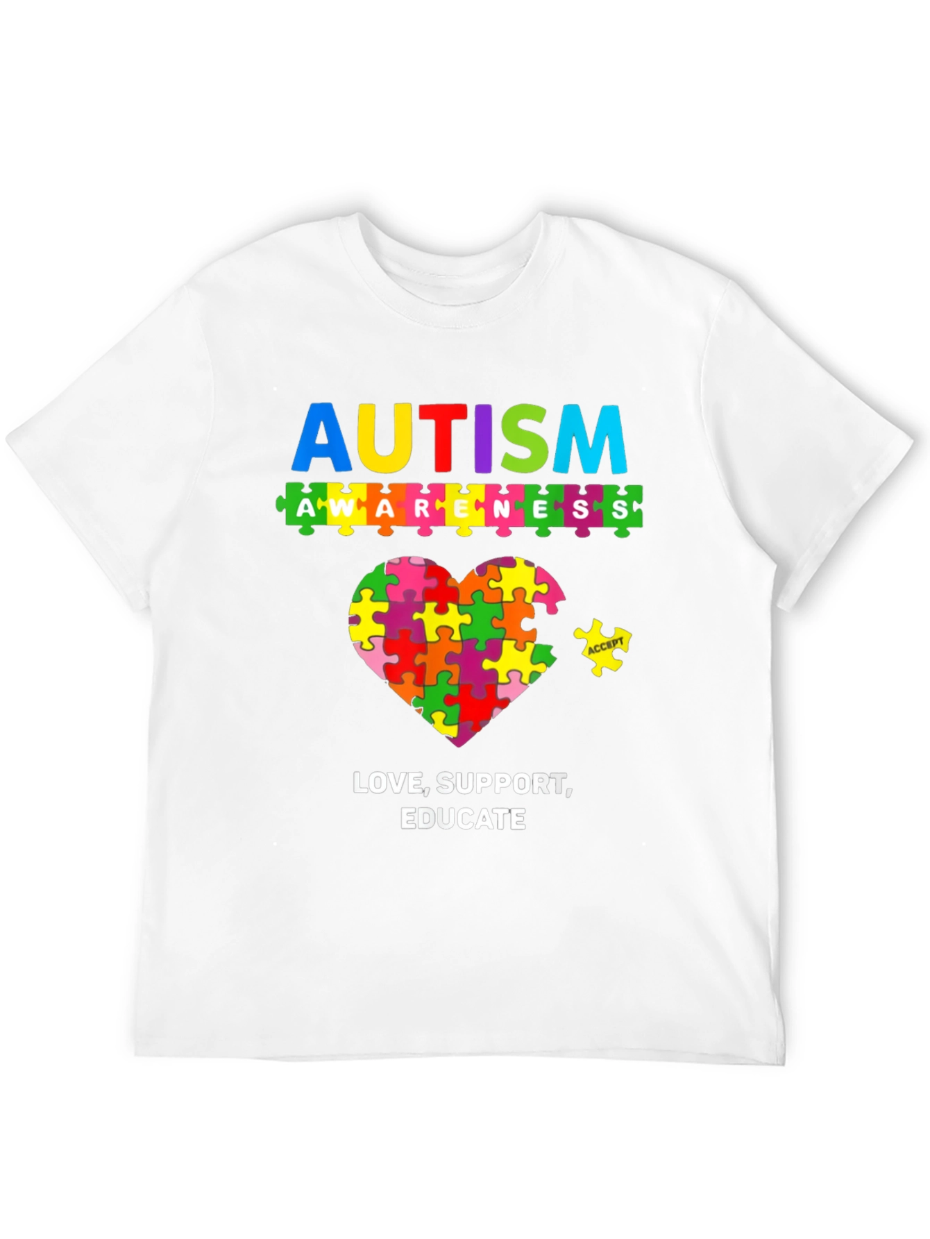 Autism Awareness Puzzle Heart Graphic T-Shirt