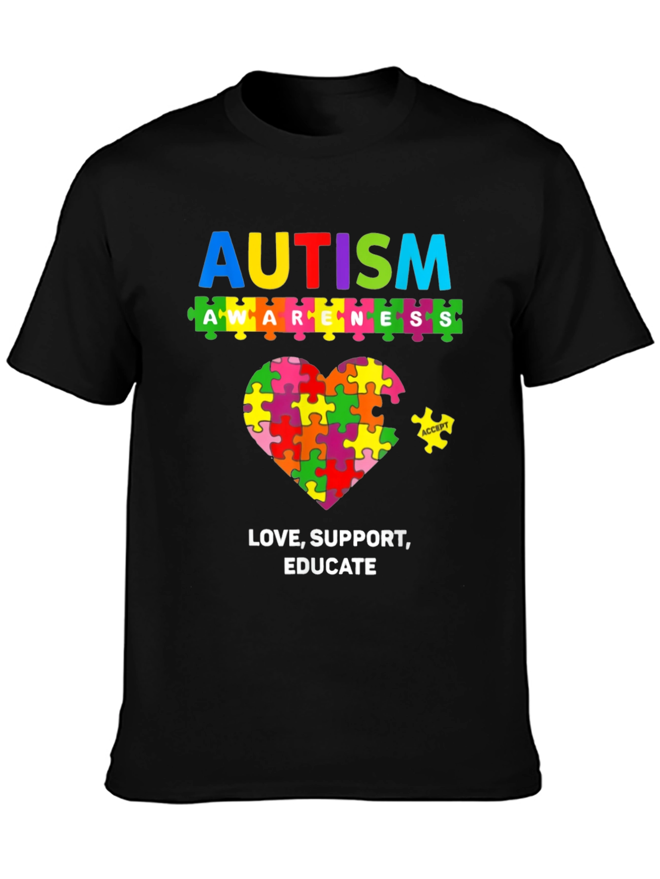 Autism Awareness Puzzle Heart Graphic T-Shirt