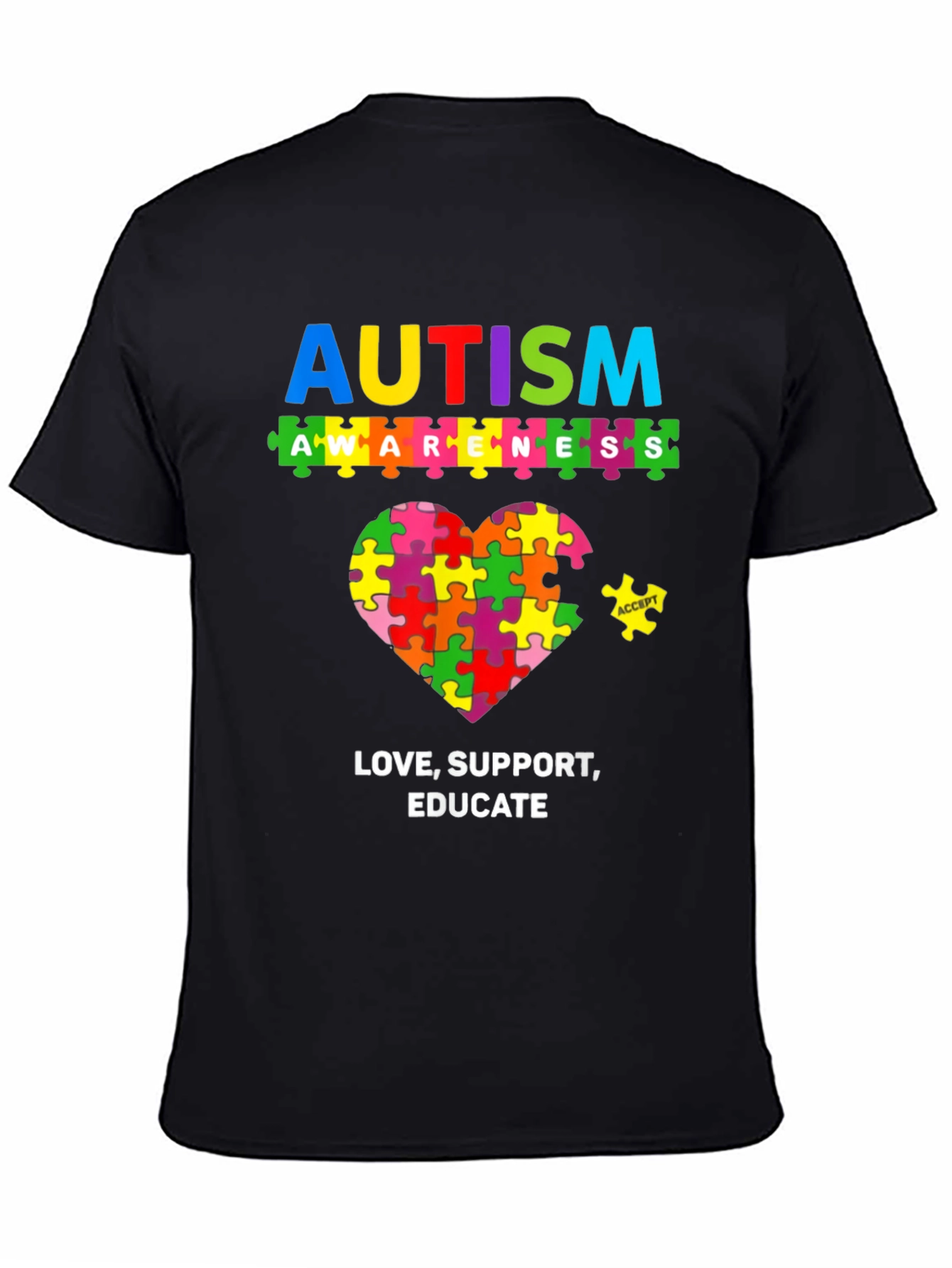 Autism Awareness Puzzle Heart Graphic T-Shirt