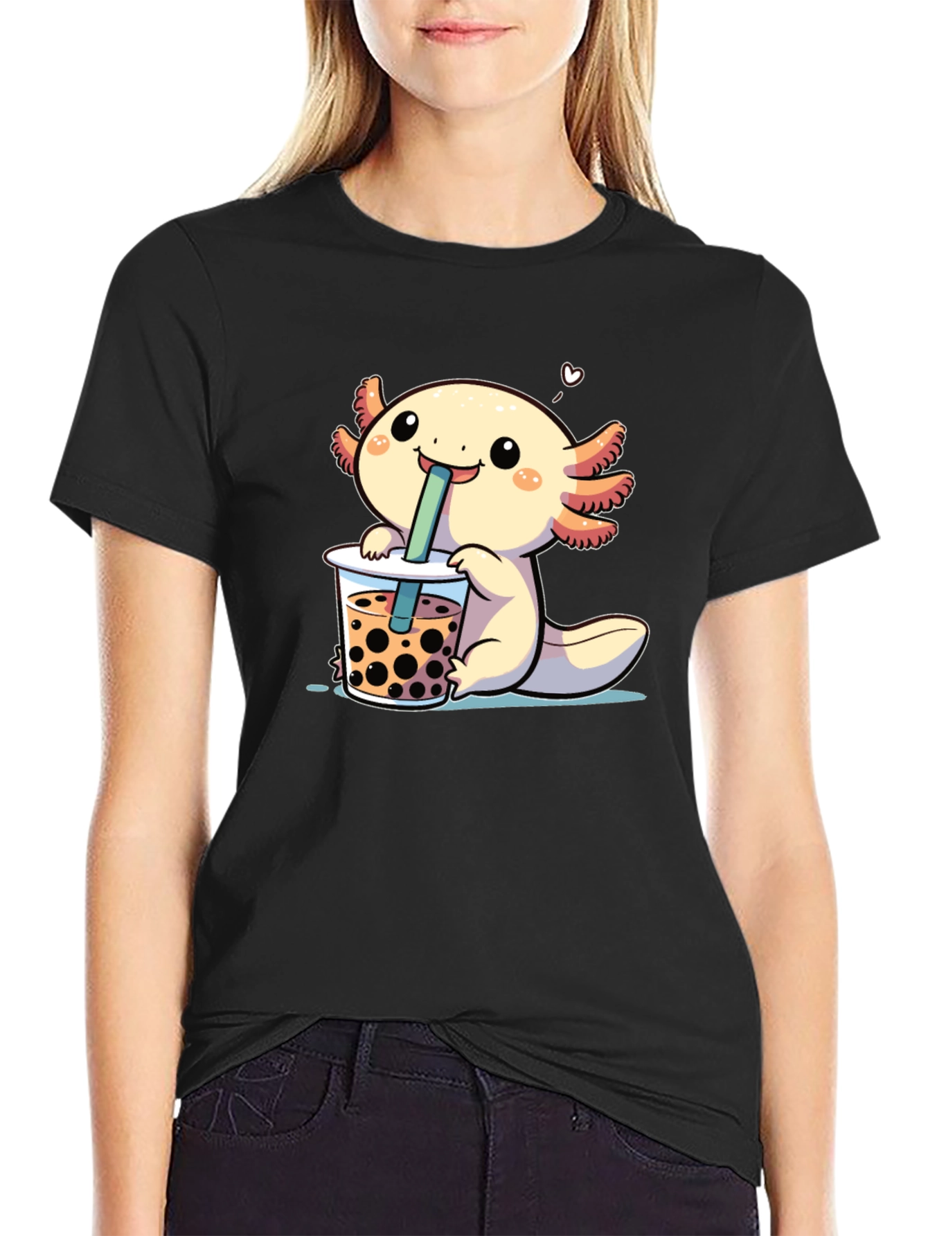 Axolotl Boba Tea Black T-Shirt