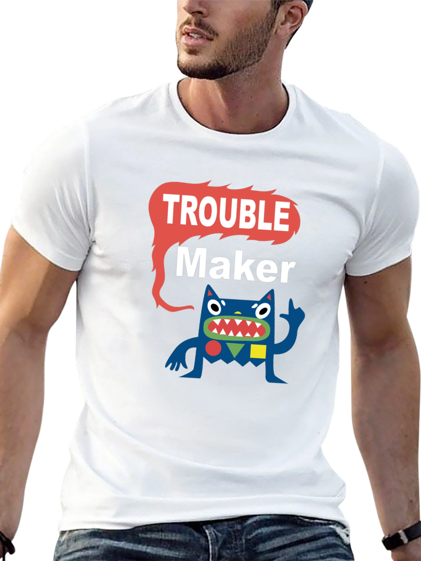 Trouble Maker Graphic Tee - Funny Cartoon Monster T-Shirt