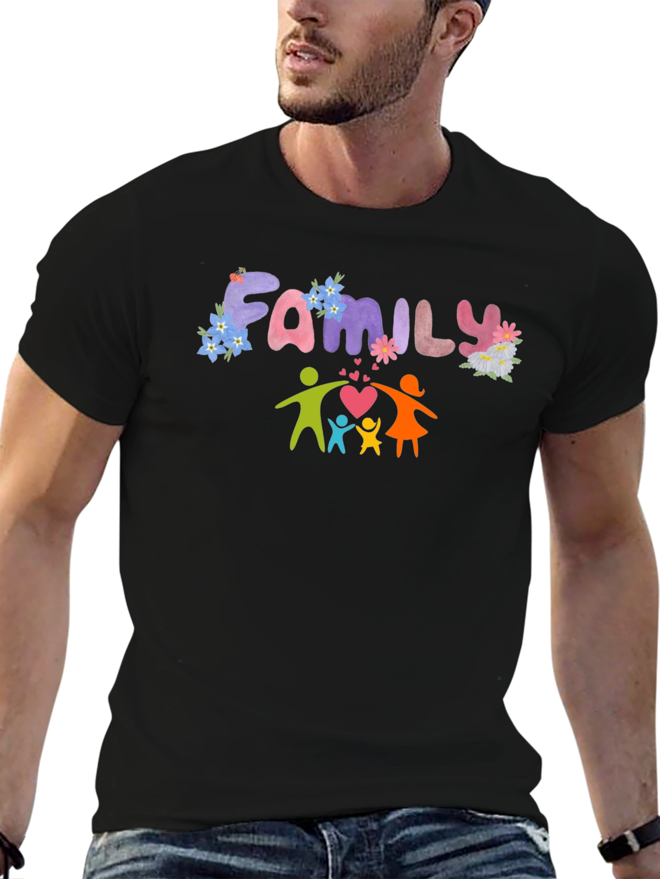 Family Love T-Shirt - Black Graphic Tee
