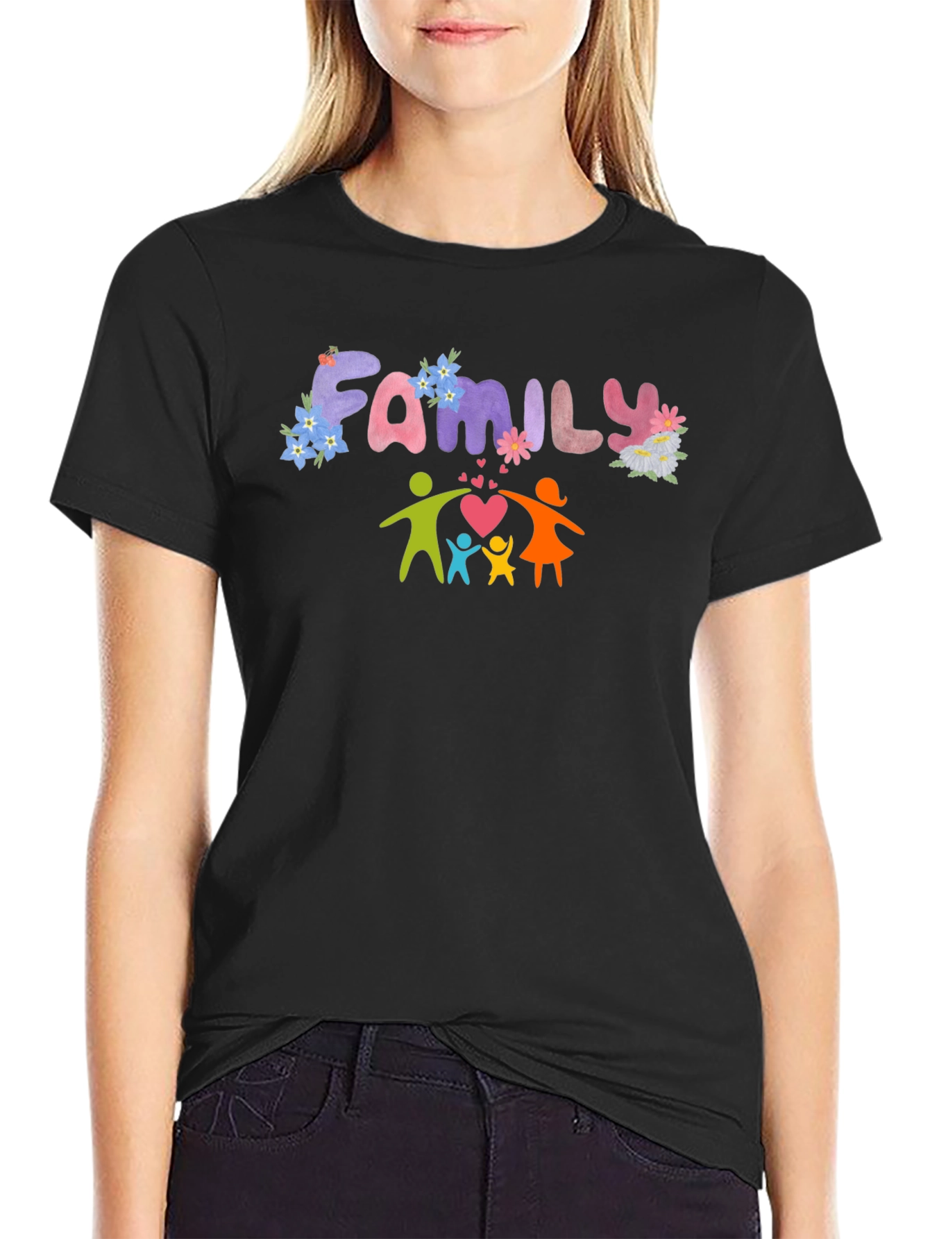 Family Love T-Shirt - Black Graphic Tee