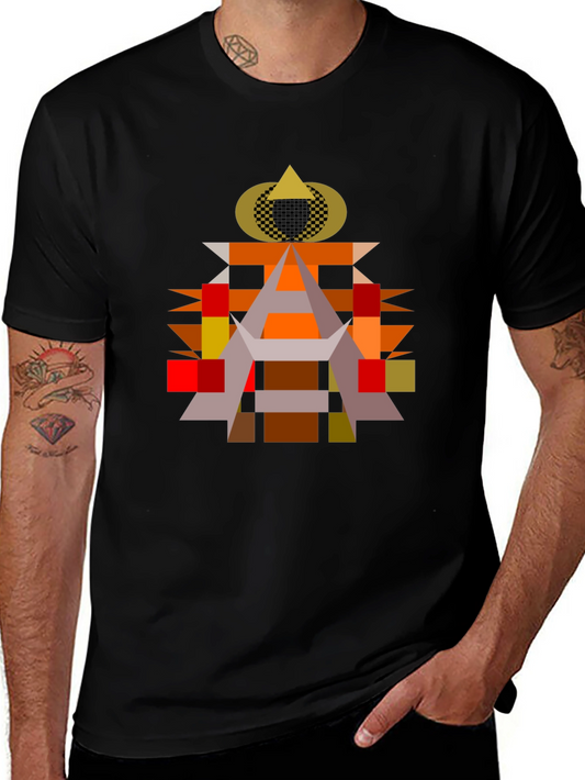 Abstract Geometric Art Black T-Shirt