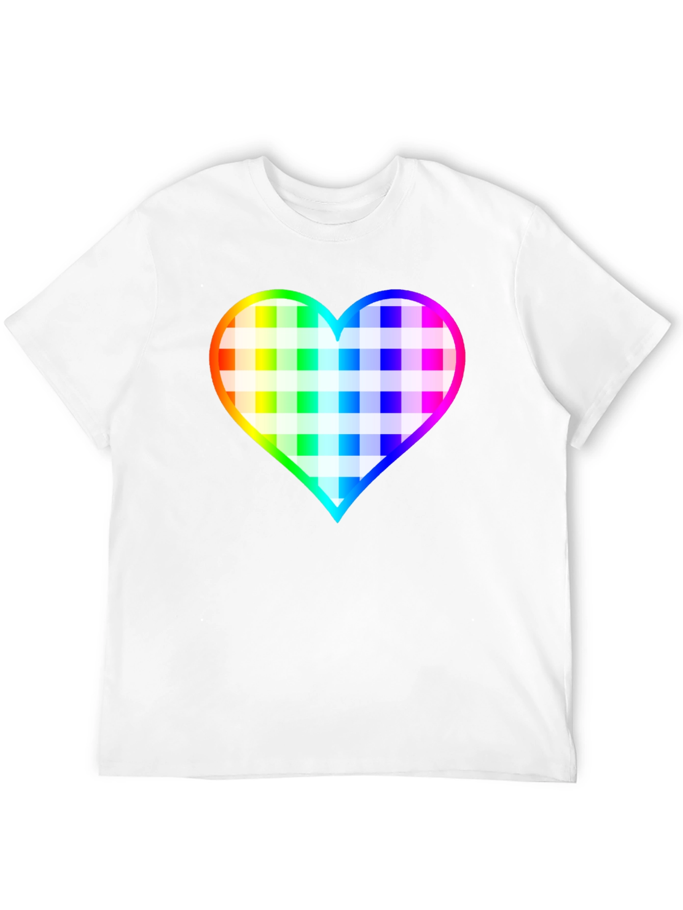 Rainbow Heart Plaid T-Shirt