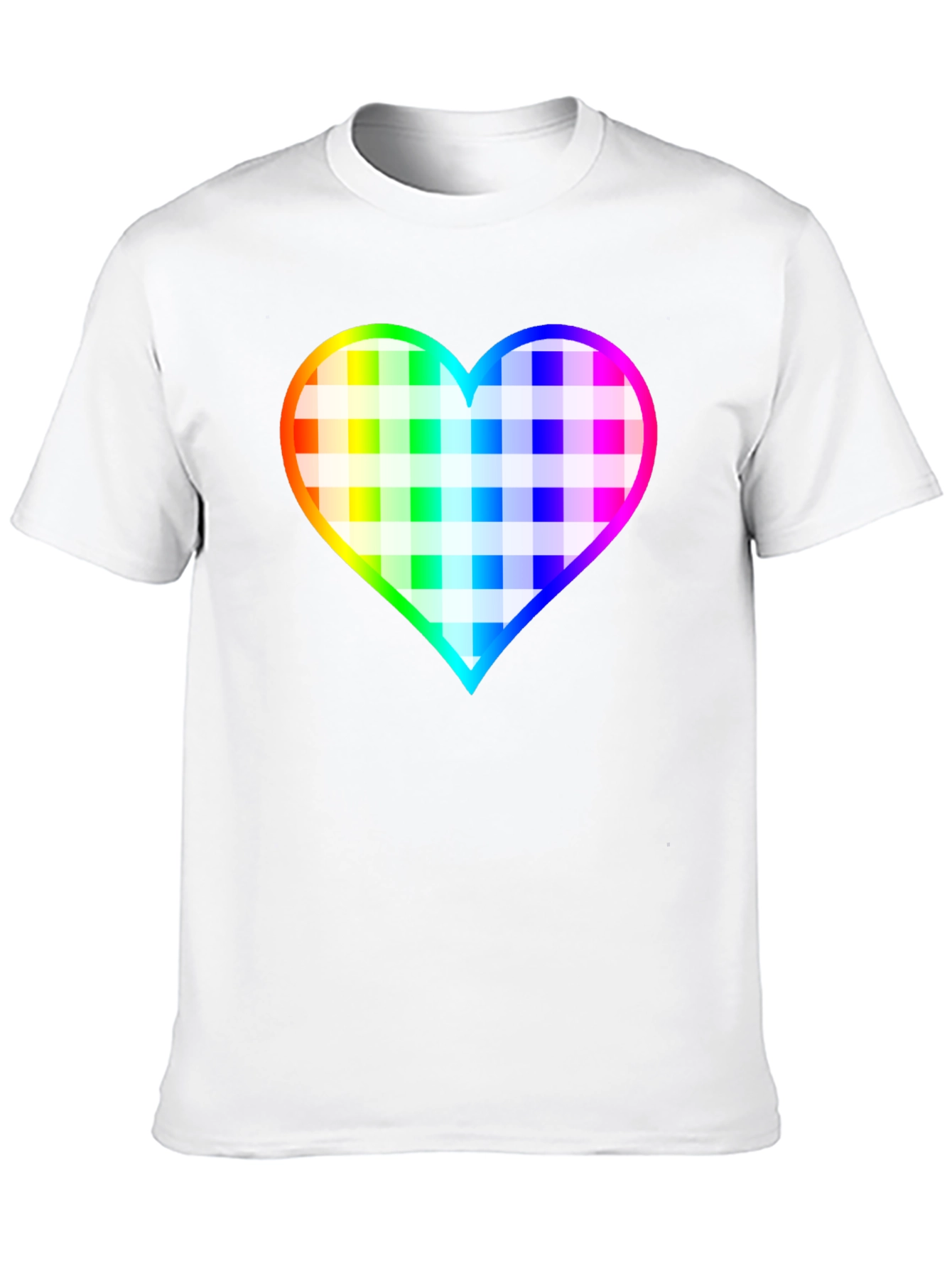 Rainbow Heart Plaid T-Shirt