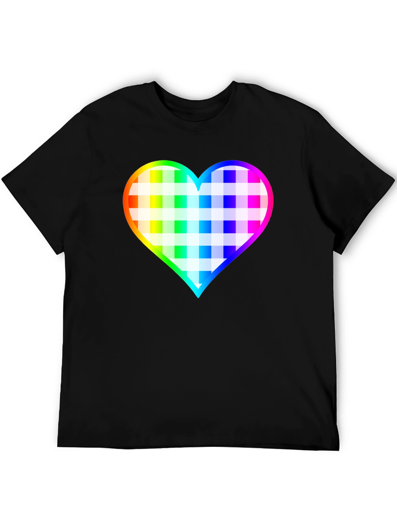 Rainbow Heart Plaid T-Shirt
