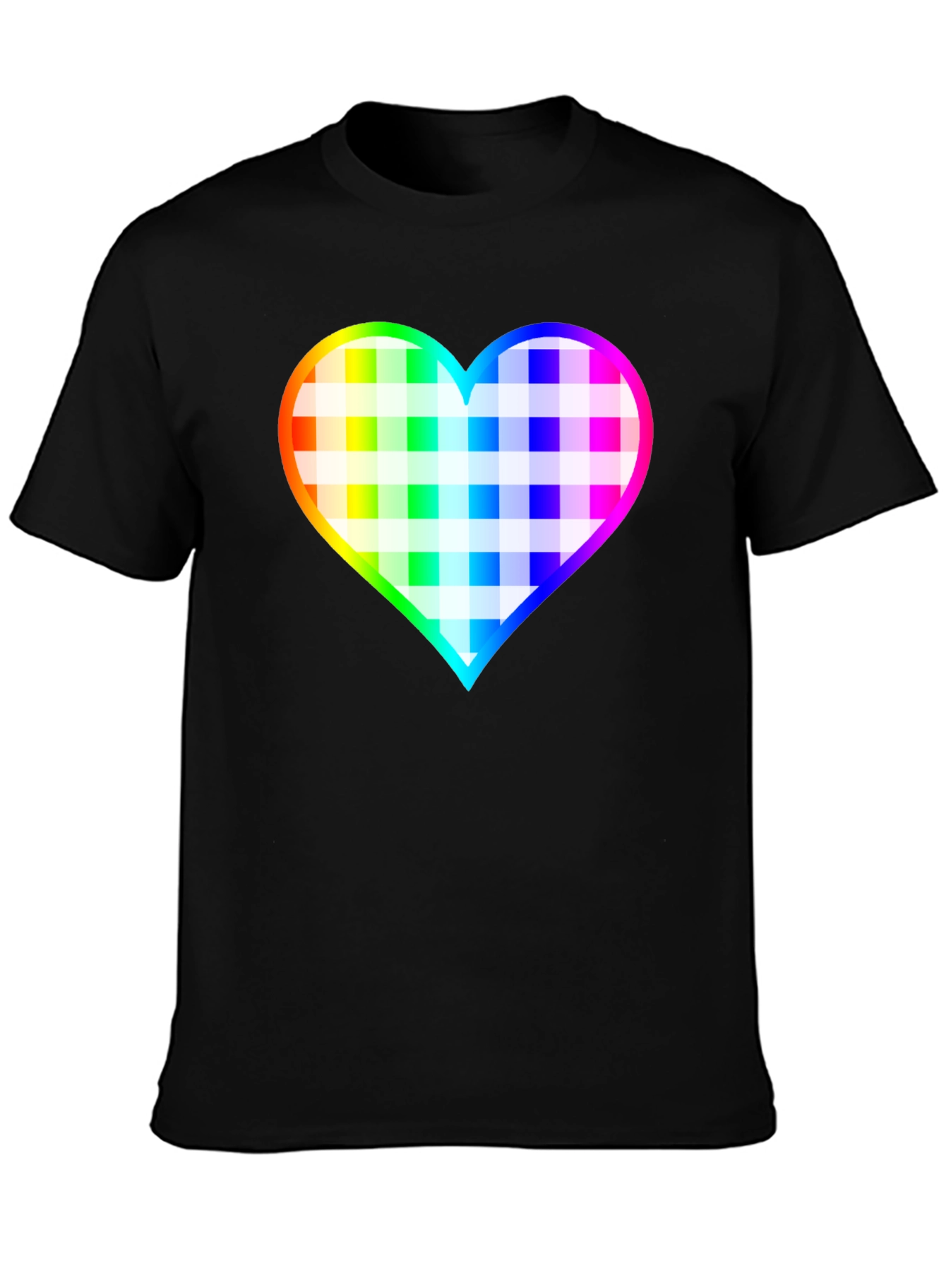 Rainbow Heart Plaid T-Shirt