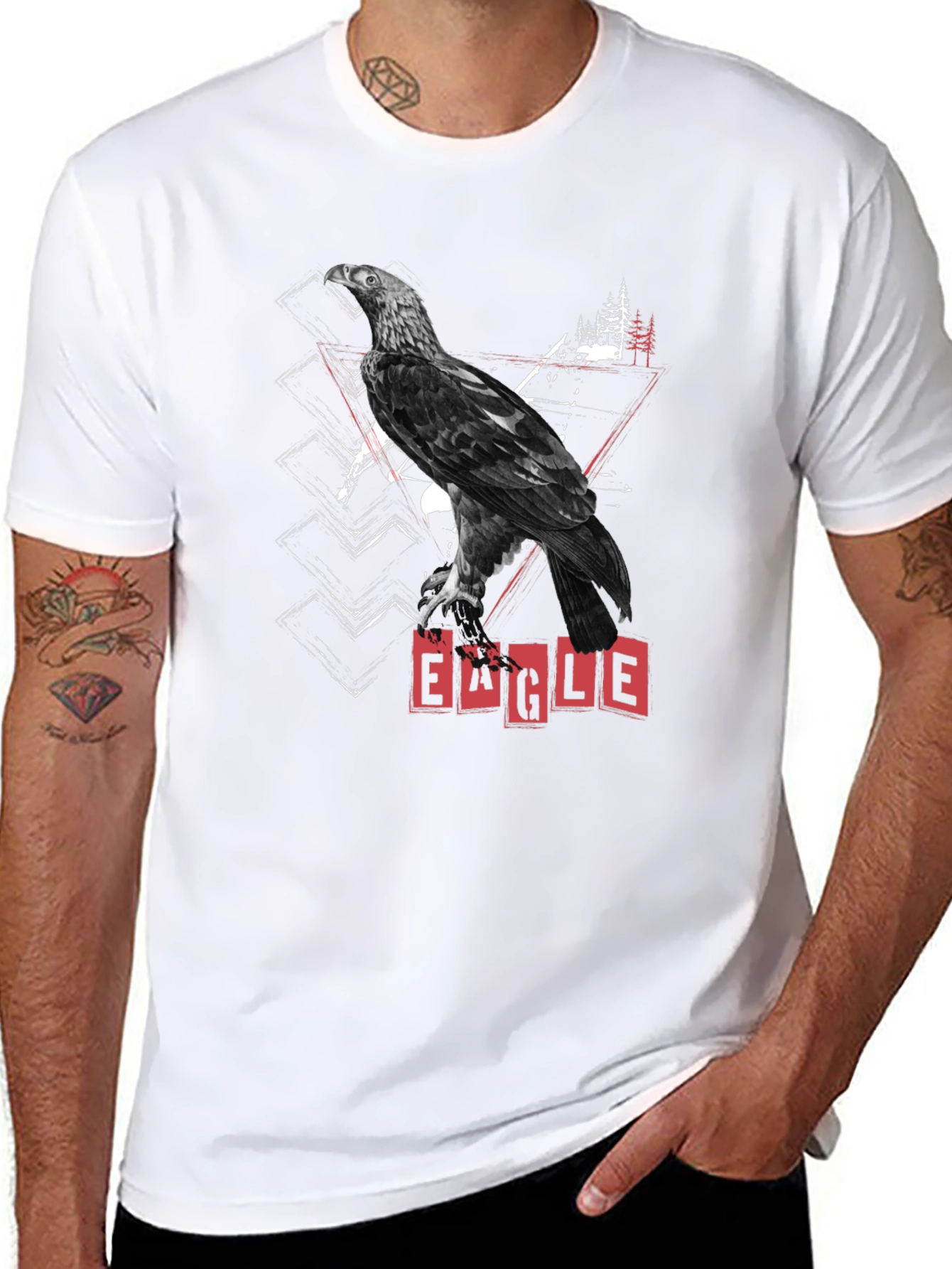 Eagle Graphic Print Black T-Shirt