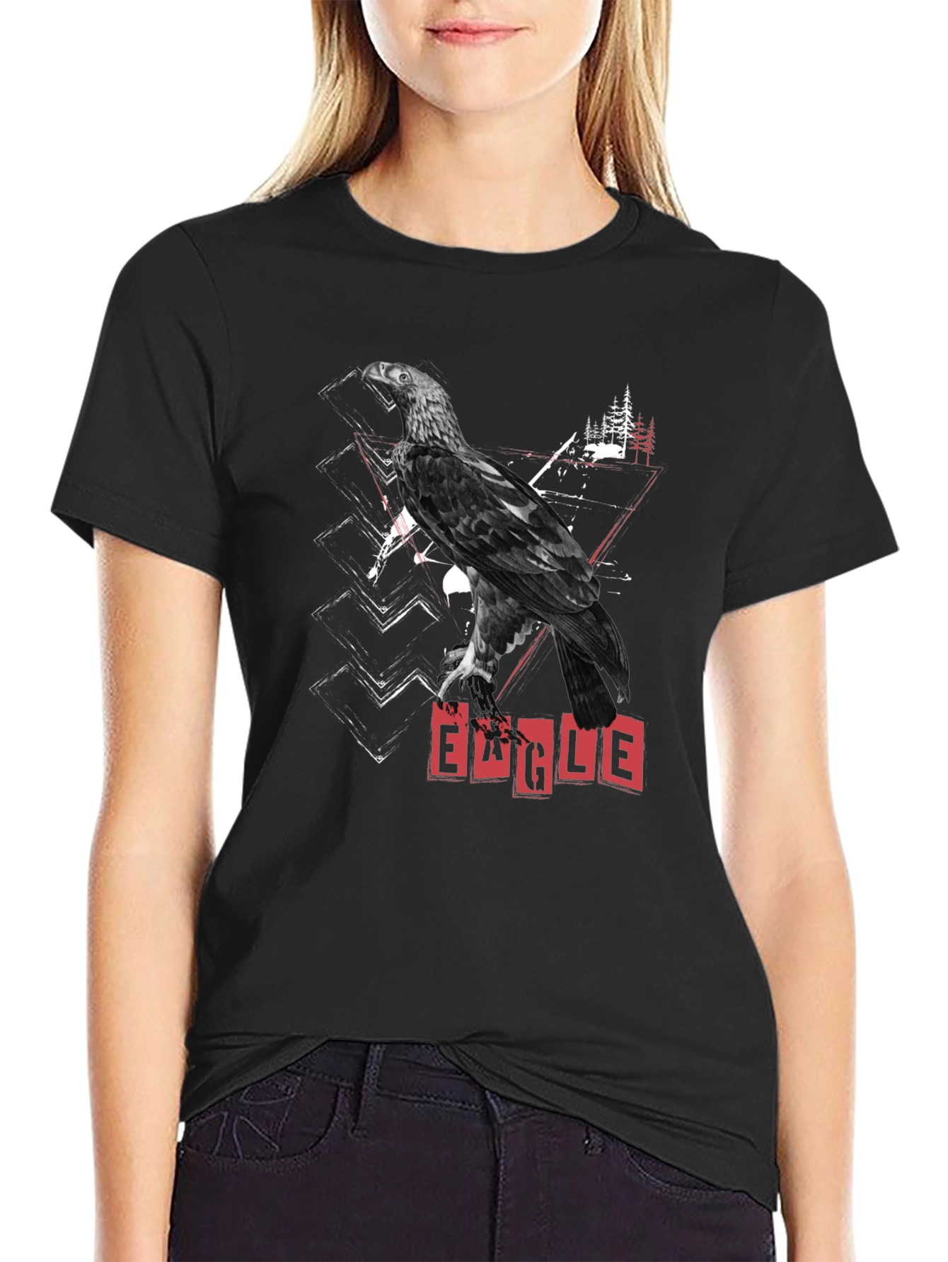 Eagle Graphic Print Black T-Shirt
