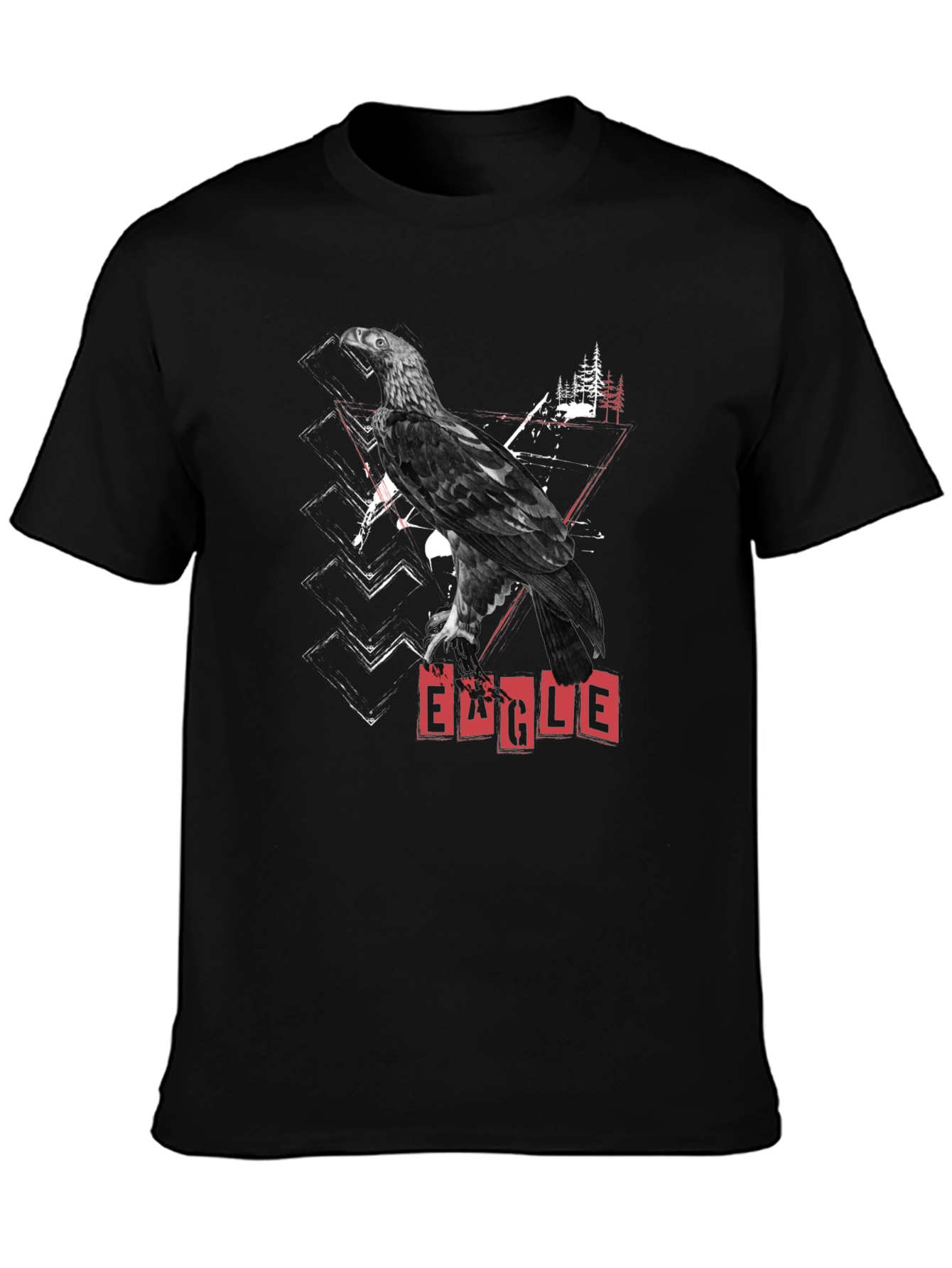 Eagle Graphic Print Black T-Shirt