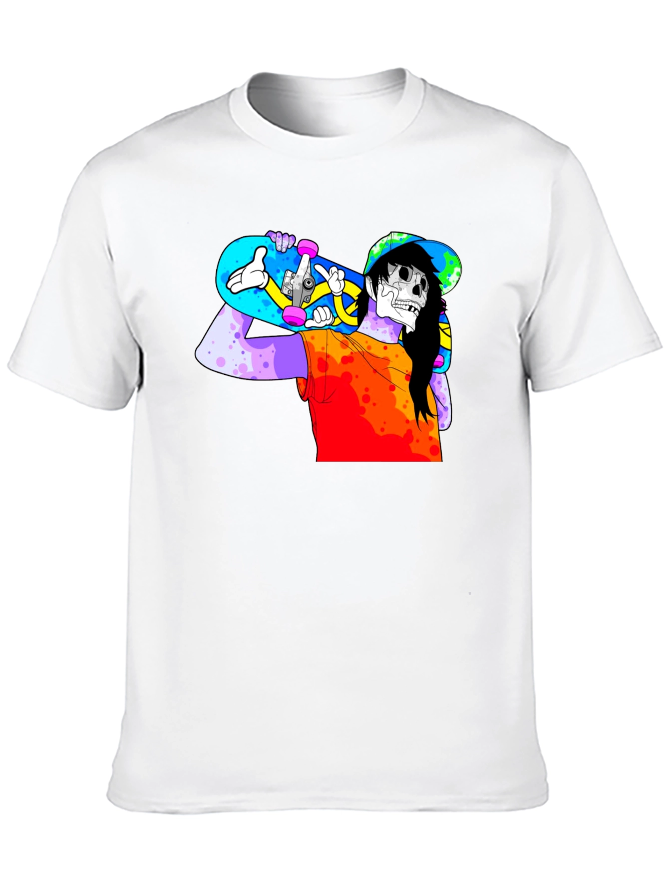 Skater Skeleton Graphic T-Shirt
