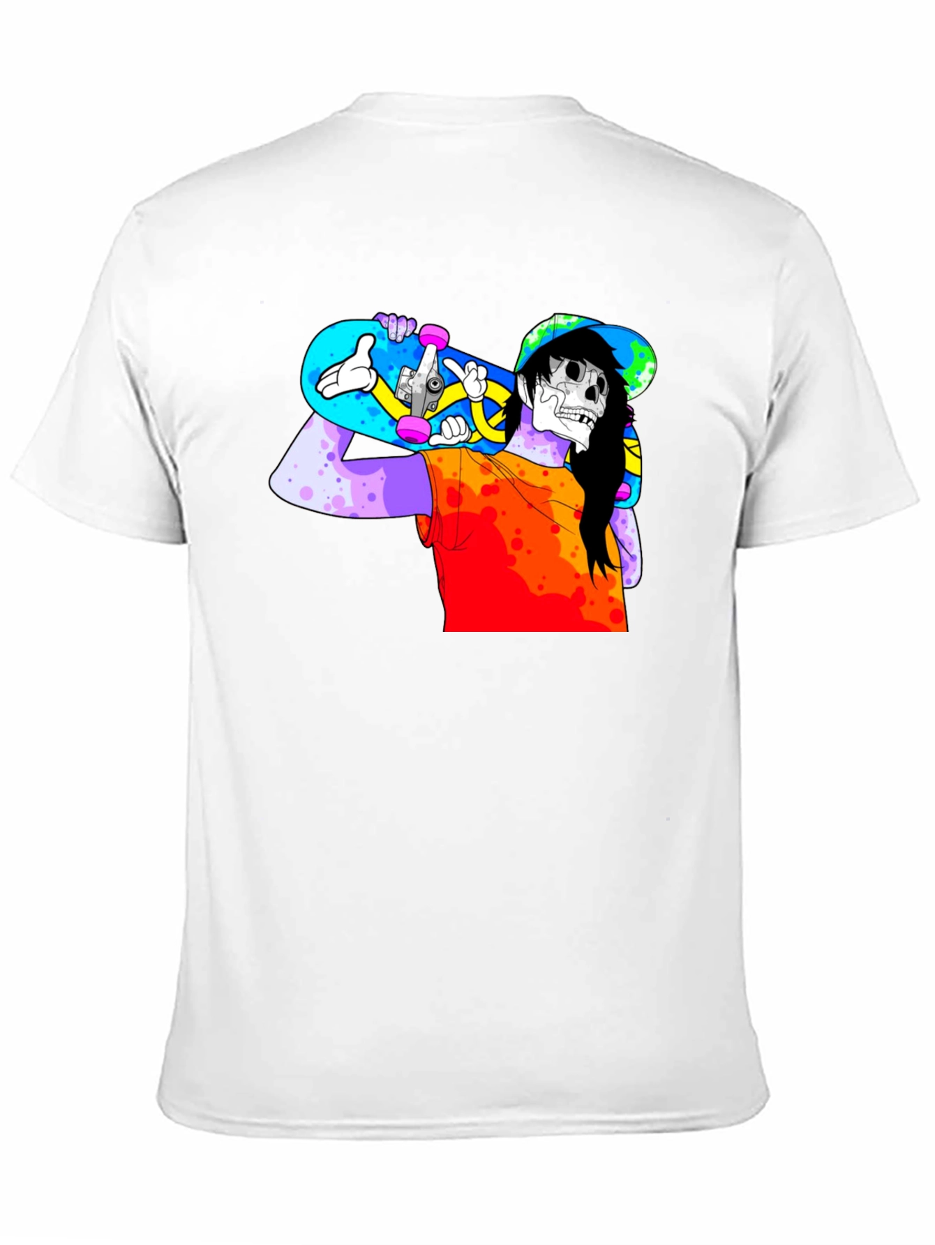 Skater Skeleton Graphic T-Shirt