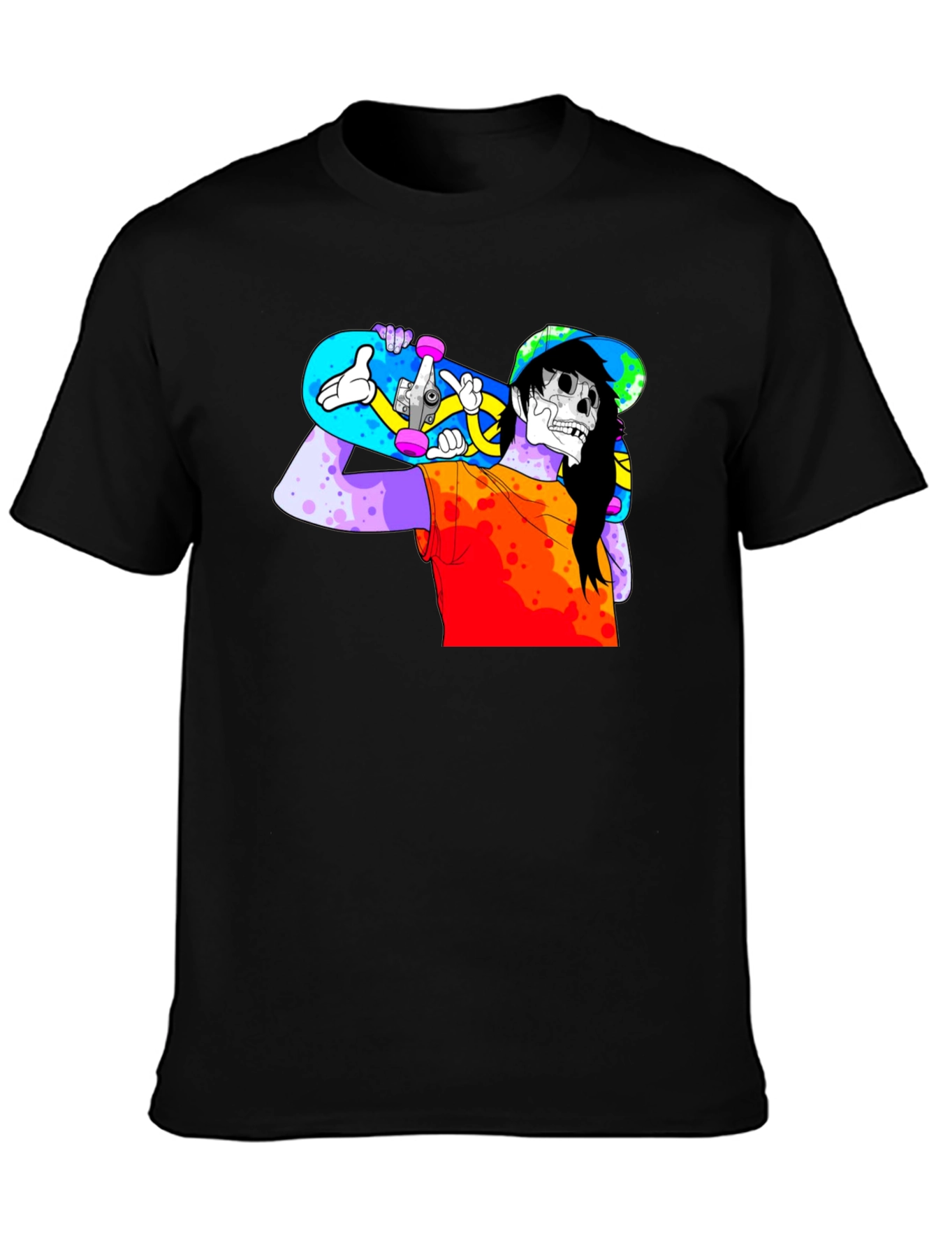 Skater Skeleton Graphic T-Shirt