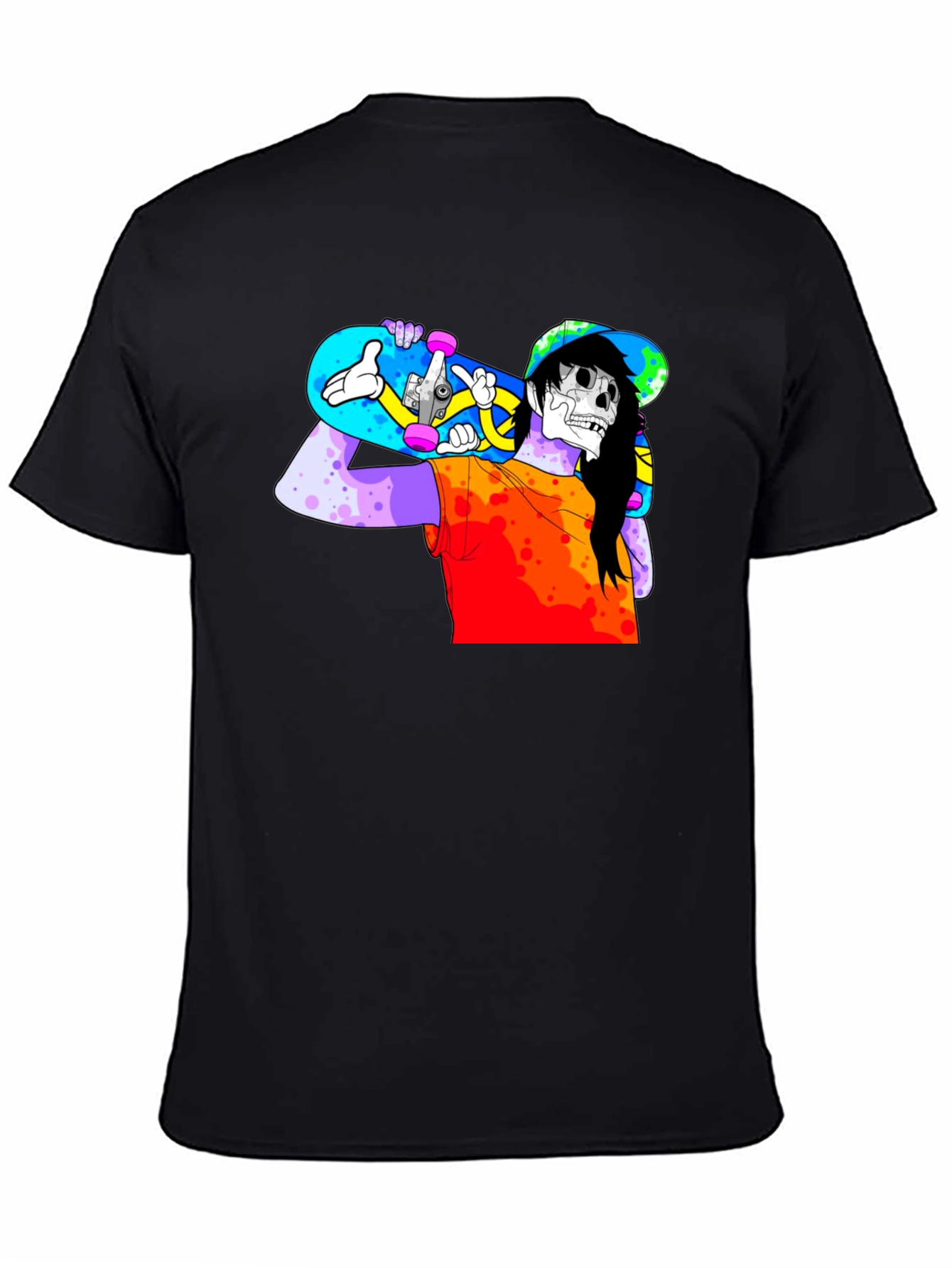 Skater Skeleton Graphic T-Shirt