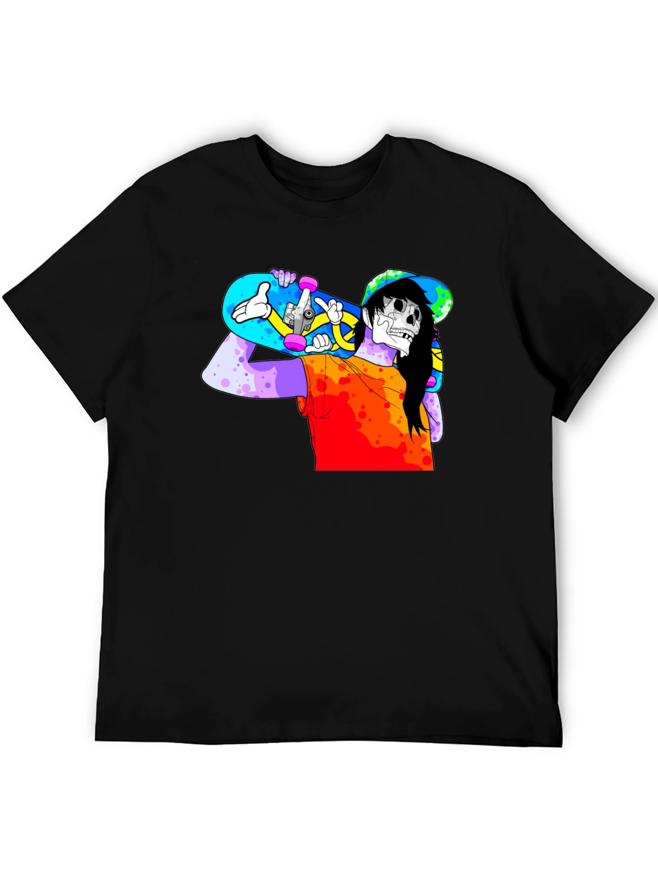 Skater Skeleton Graphic T-Shirt