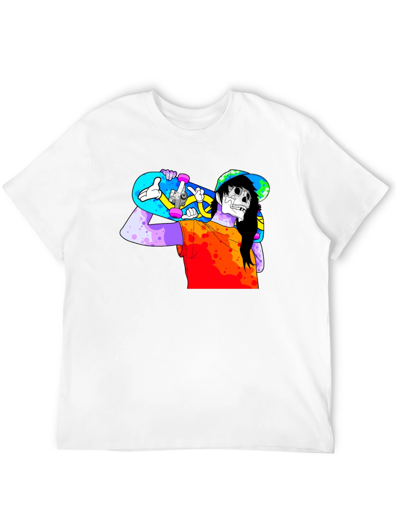 Skater Skeleton Graphic T-Shirt