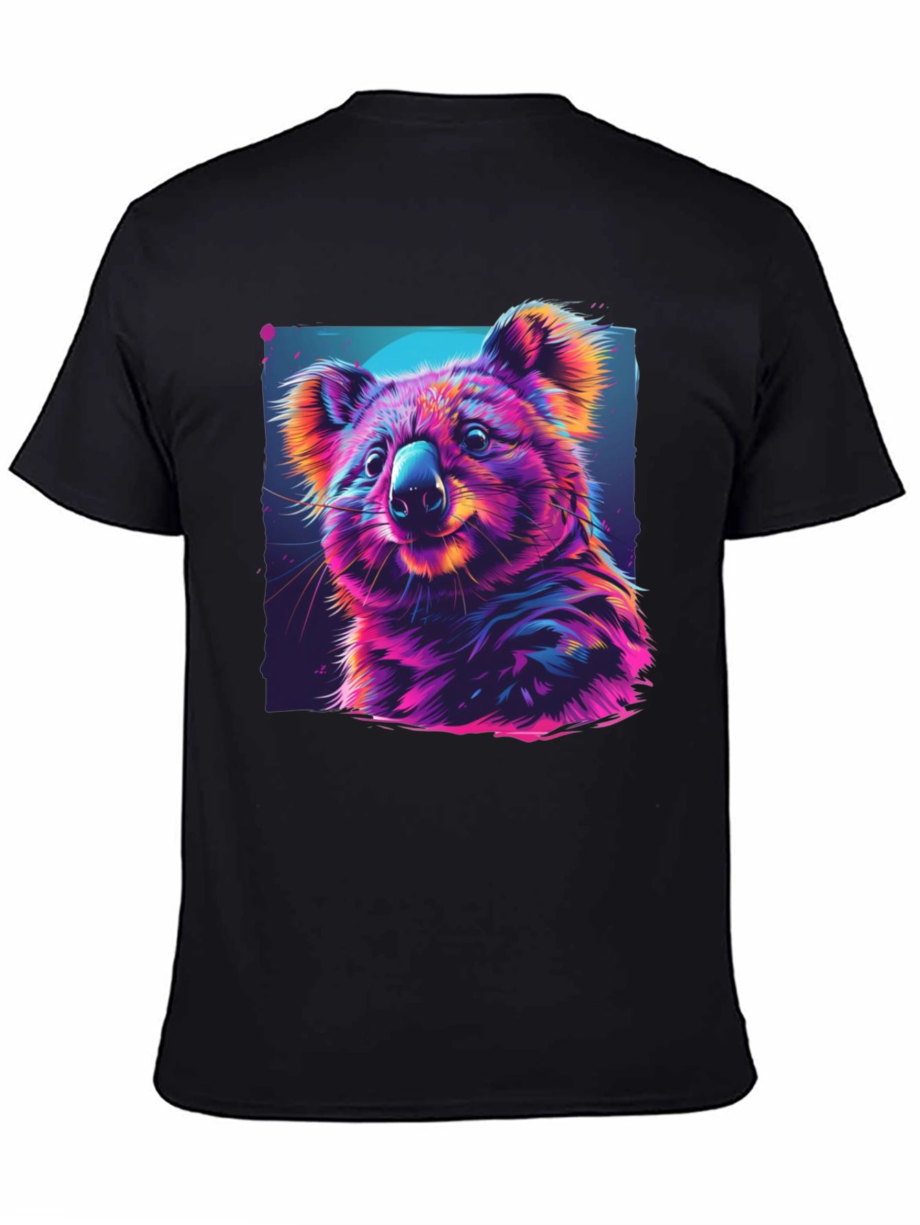 Vibrant Koala Graphic Tee - Black Cotton Comfort