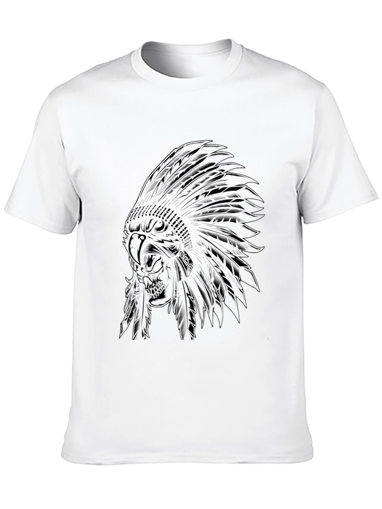 Black Indian Chief Skull Graphic Tee