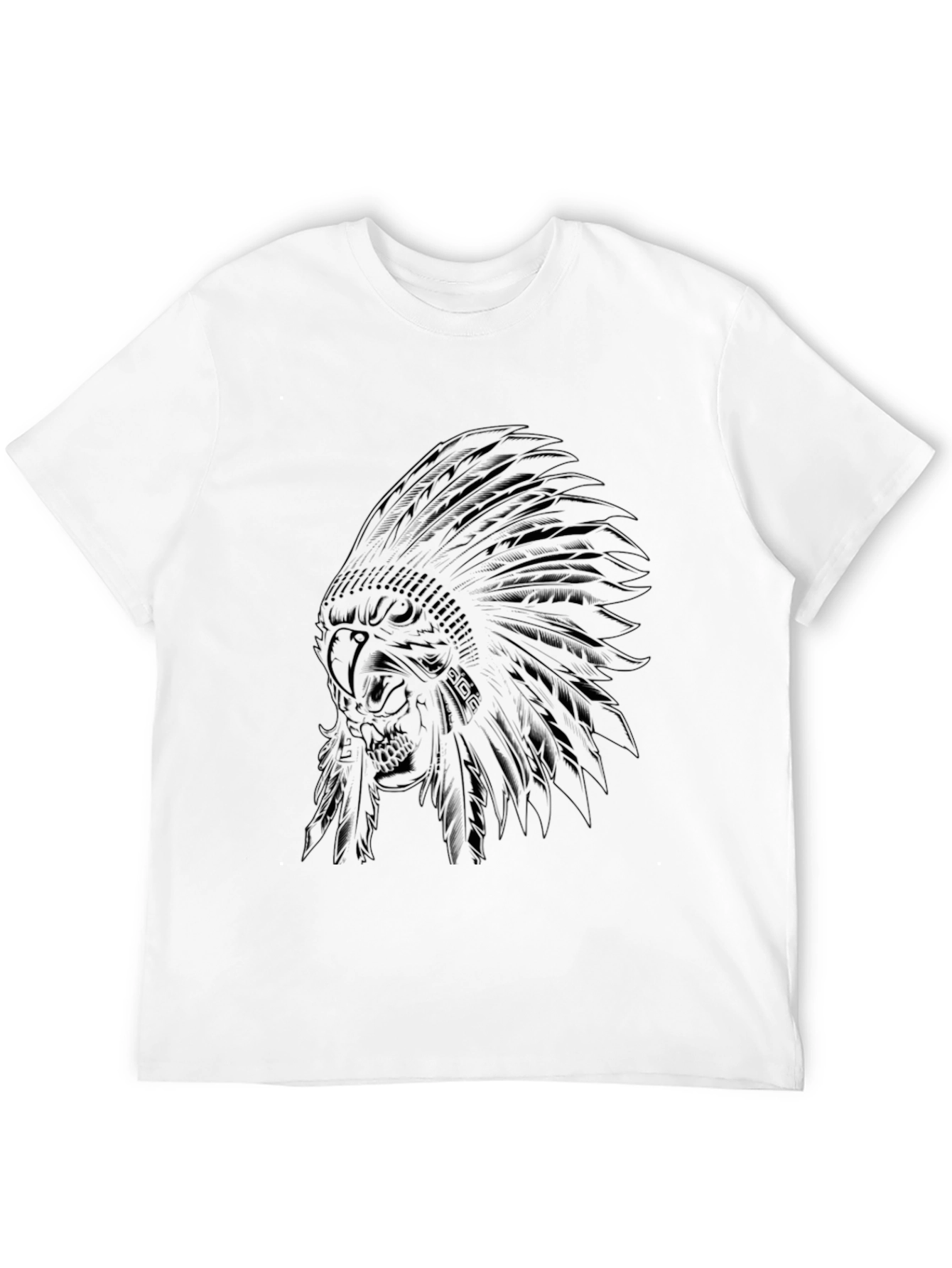 Black Indian Chief Skull Graphic Tee
