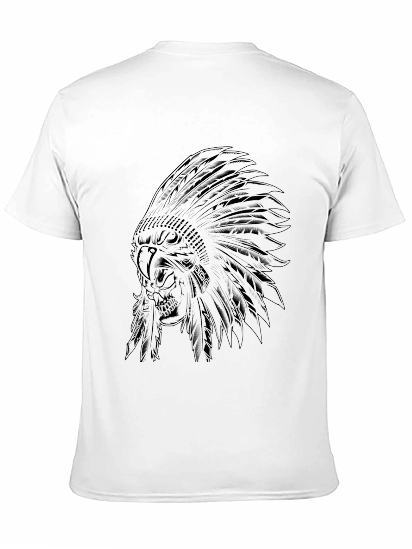 Black Indian Chief Skull Graphic Tee