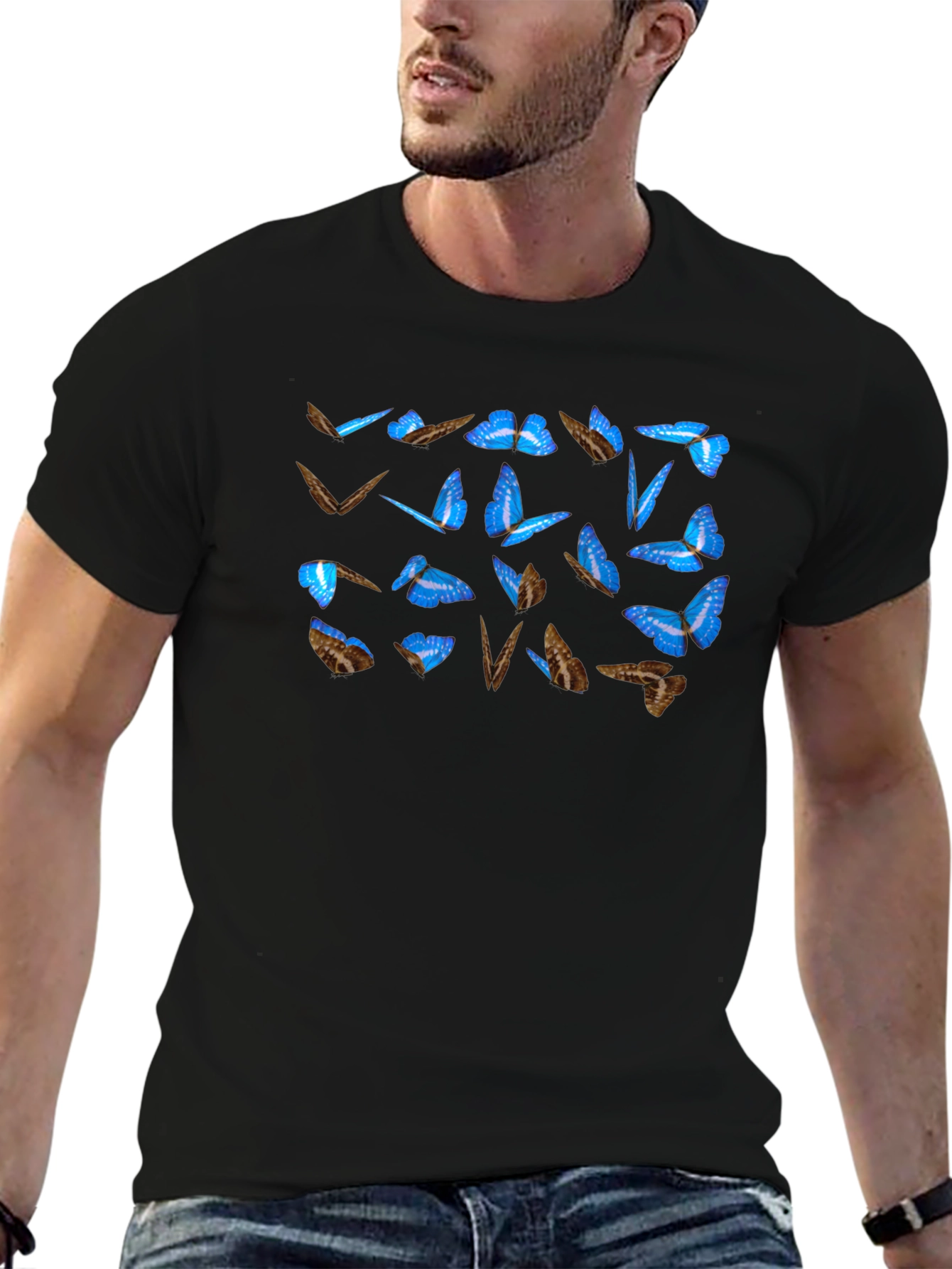 Butterfly Graphic Tee - Mens Black T-Shirt