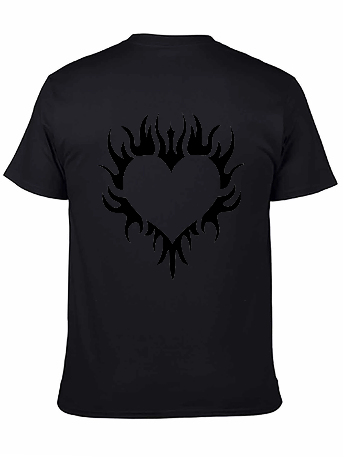Flaming Heart Graphic Tee - Black