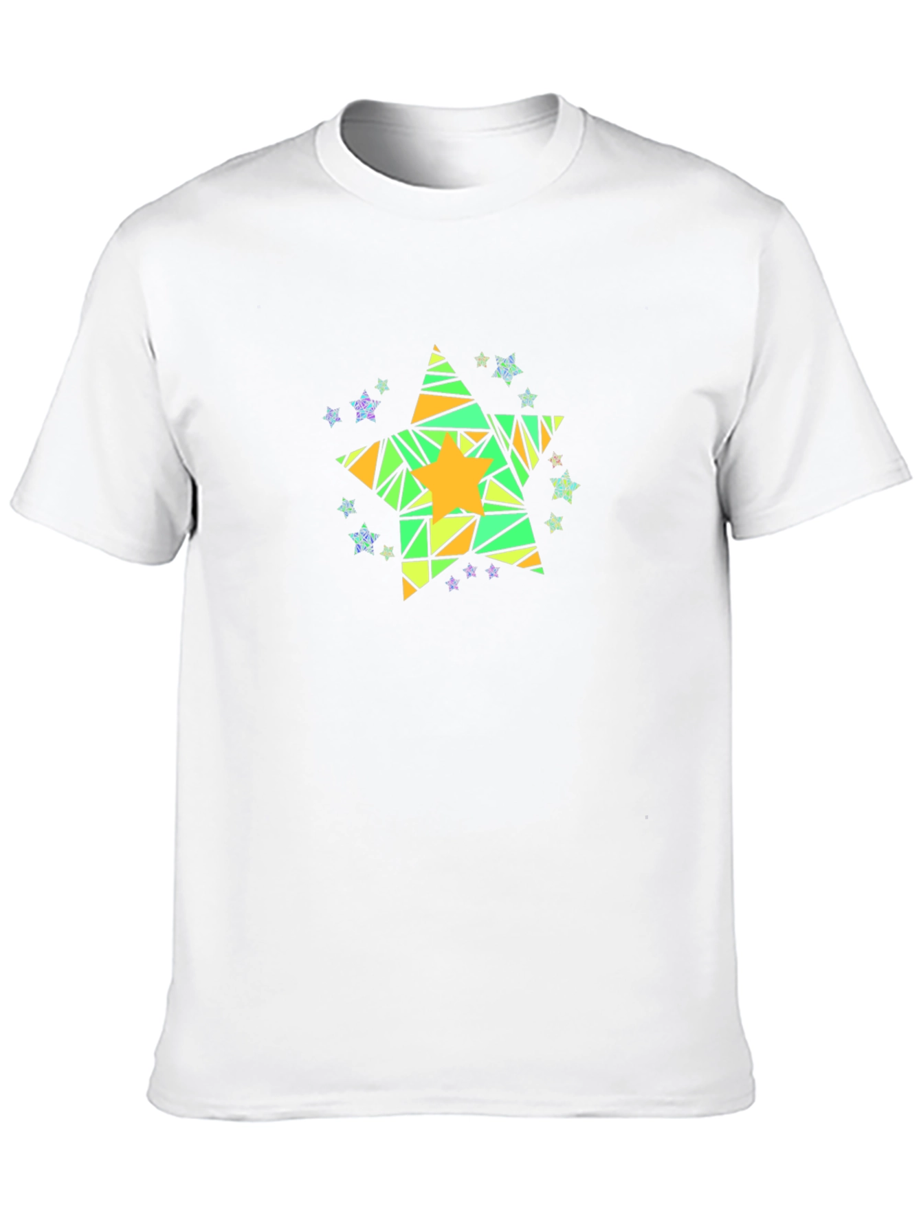 Geometric Star Graphic Tee - Mens Black Cotton T-Shirt