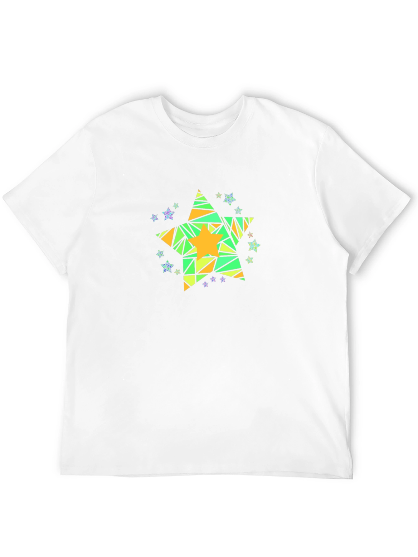 Geometric Star Graphic Tee - Mens Black Cotton T-Shirt