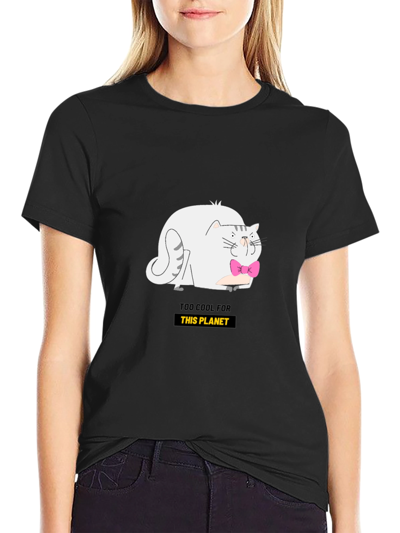 Cool Cat Graphic Tee - Black