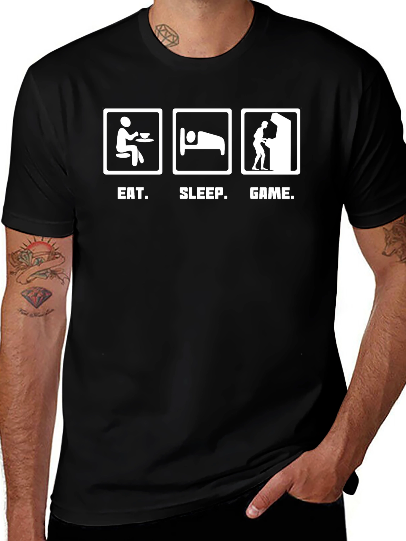 Eat Sleep Game Black T-Shirt - Gamer Life