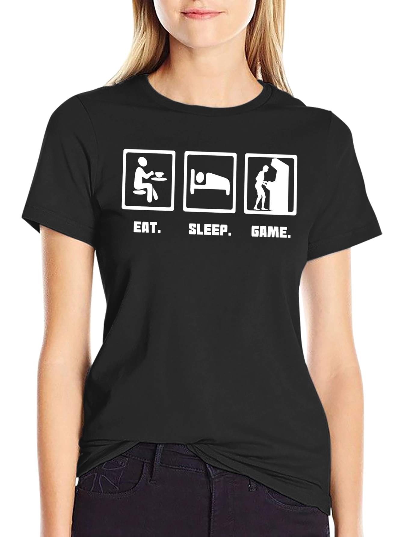 Eat Sleep Game Black T-Shirt - Gamer Life