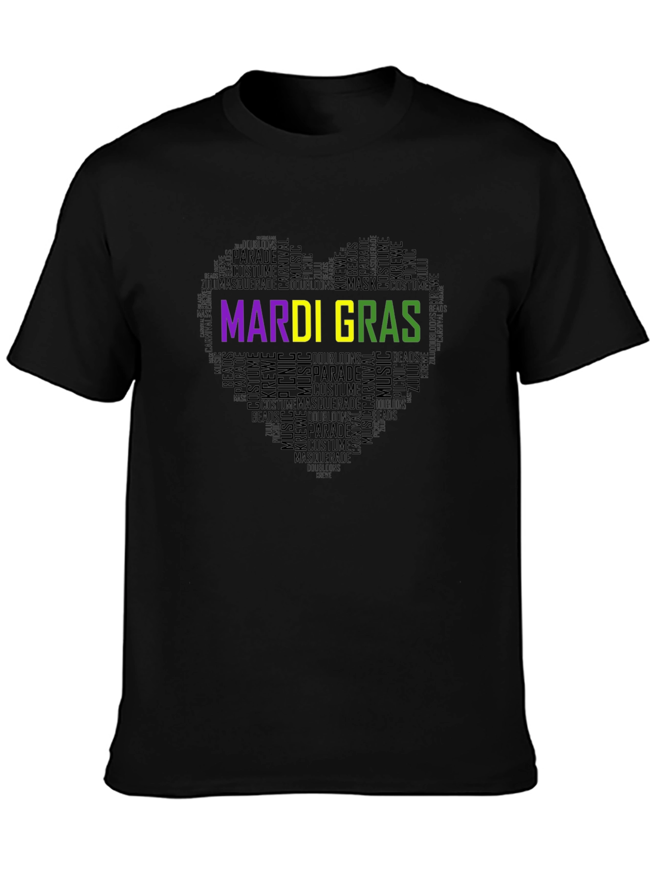 Mardi Gras Heart Word Art T-Shirt