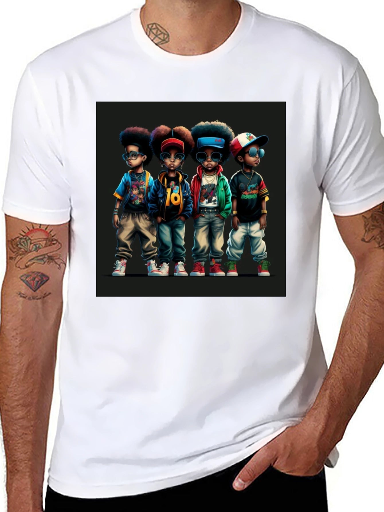 Stylish Black T-Shirt with Cool Kids Graphic