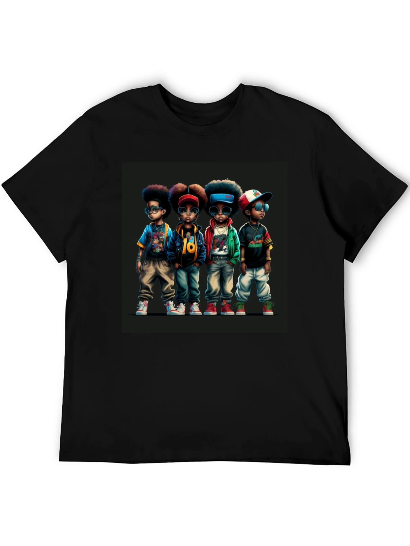 Stylish Black T-Shirt with Cool Kids Graphic