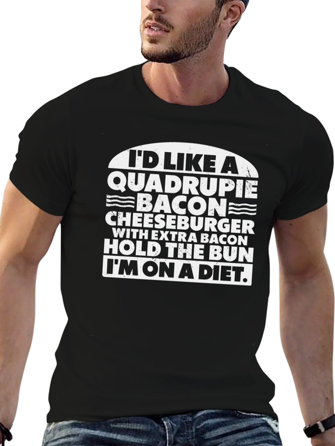 Diet Cheat Day T-Shirt: Quadruple Bacon Cheeseburger