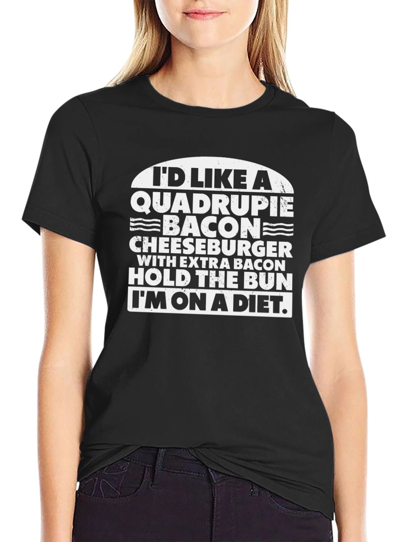 Diet Cheat Day T-Shirt: Quadruple Bacon Cheeseburger