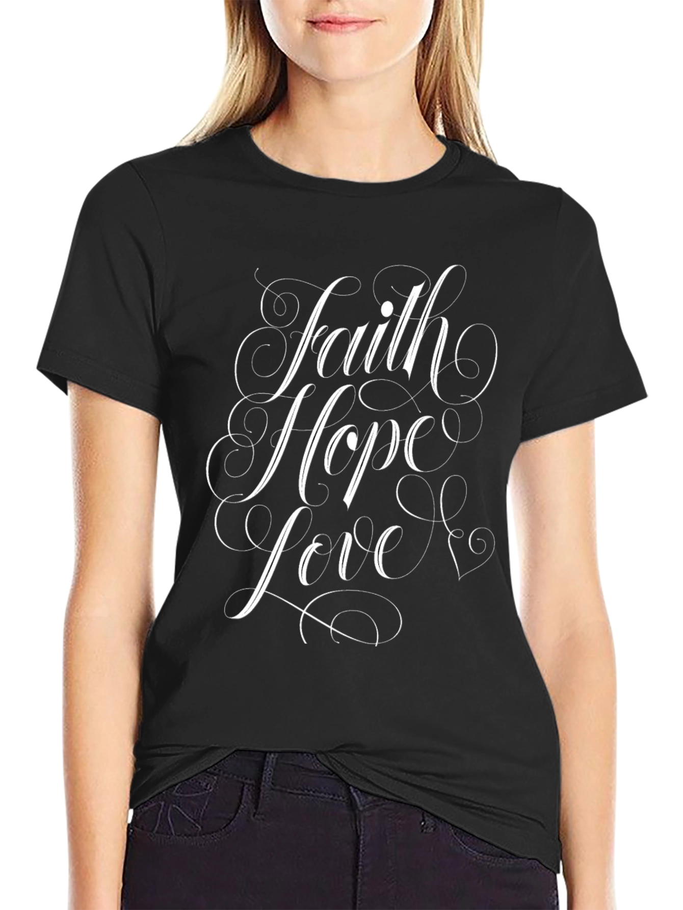 Faith Hope Love Graphic Tee - Black