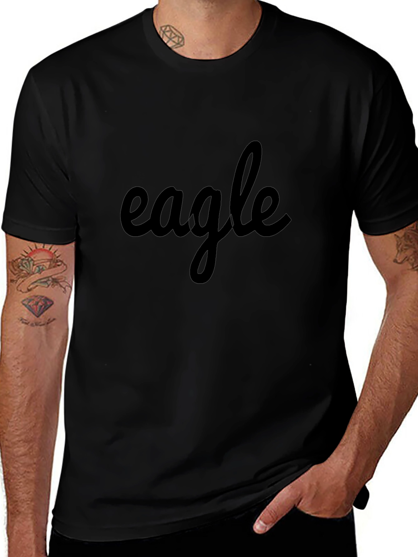Mens Black Eagle Graphic T-Shirt