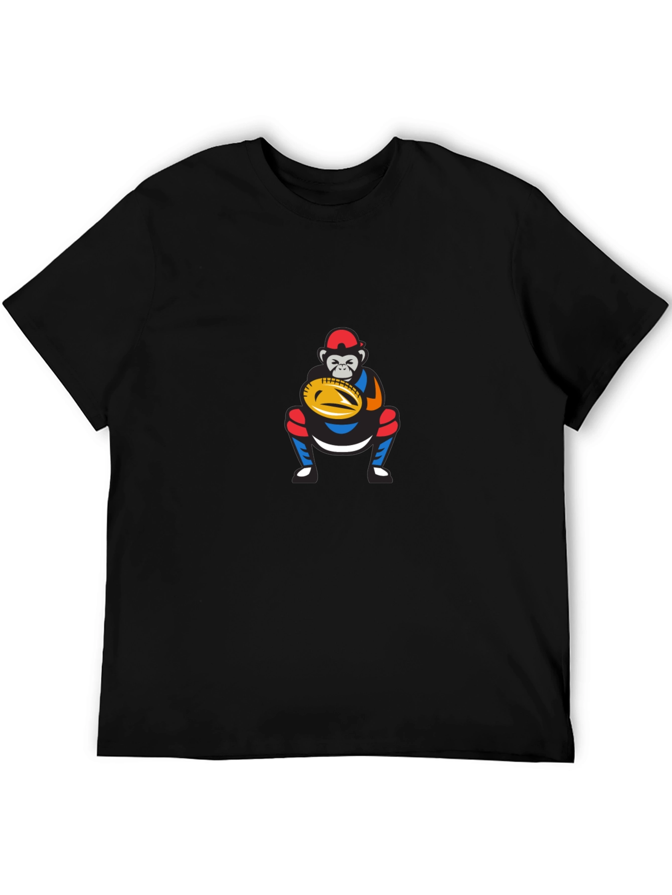 Funny Monkey Baseball Catcher Graphic T-Shirt