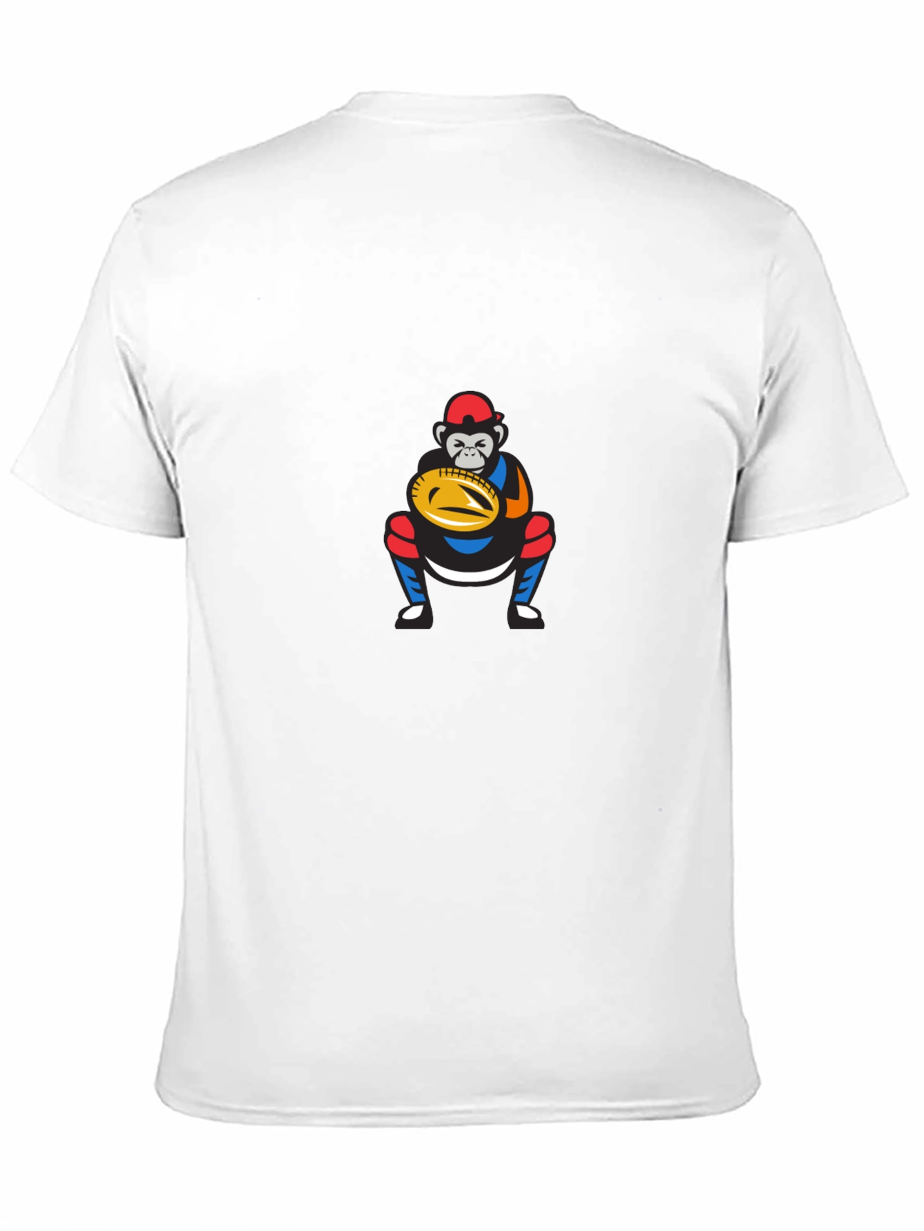 Funny Monkey Baseball Catcher Graphic T-Shirt