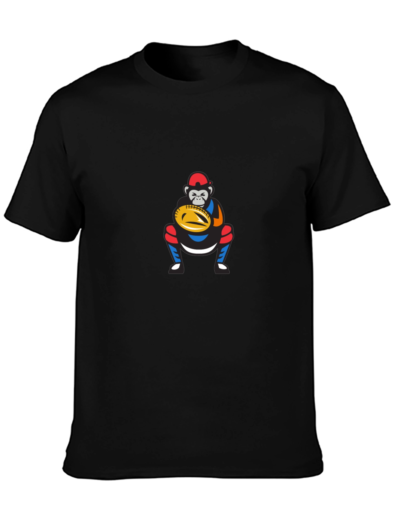 Funny Monkey Baseball Catcher Graphic T-Shirt