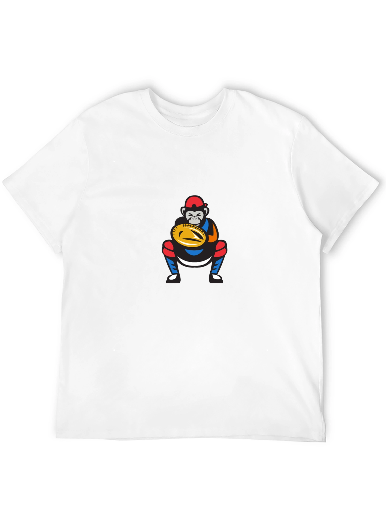 Funny Monkey Baseball Catcher Graphic T-Shirt